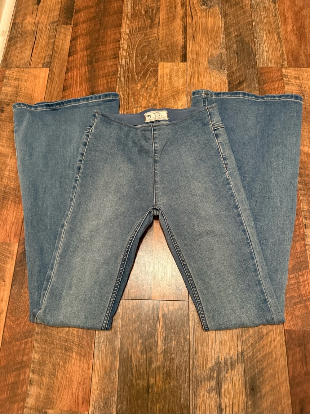 Free People Wide-Leg Mid-Blue Denim Jeans